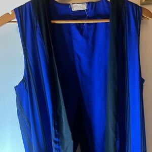Free People Royal Blue Sleeveless Duster with Black Trim
